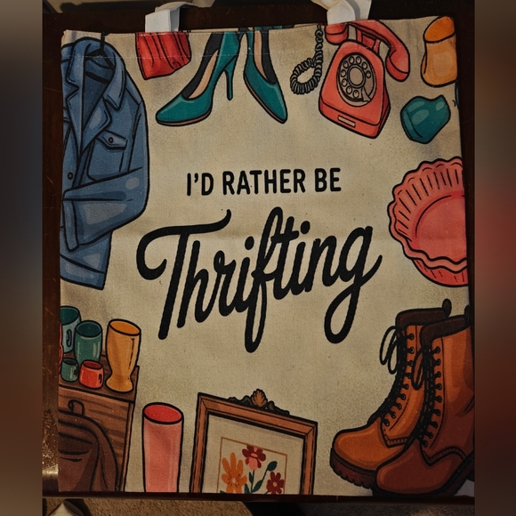 Handbags - NWOT "I'd Rather Be Thrifting" Canvas Tote